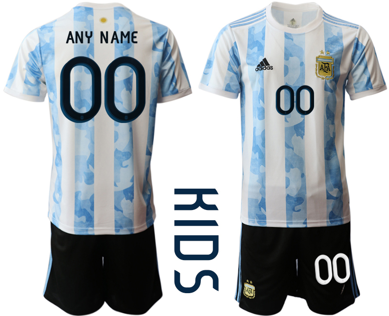 Youth 2020-2021 Season National team Argentina home white customized Soccer Jersey->->Custom Jersey